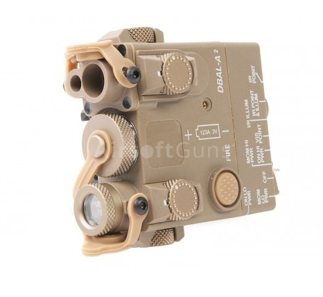Box PEQ DBAL-A2, LED svítilna, laser, tan, WADSN