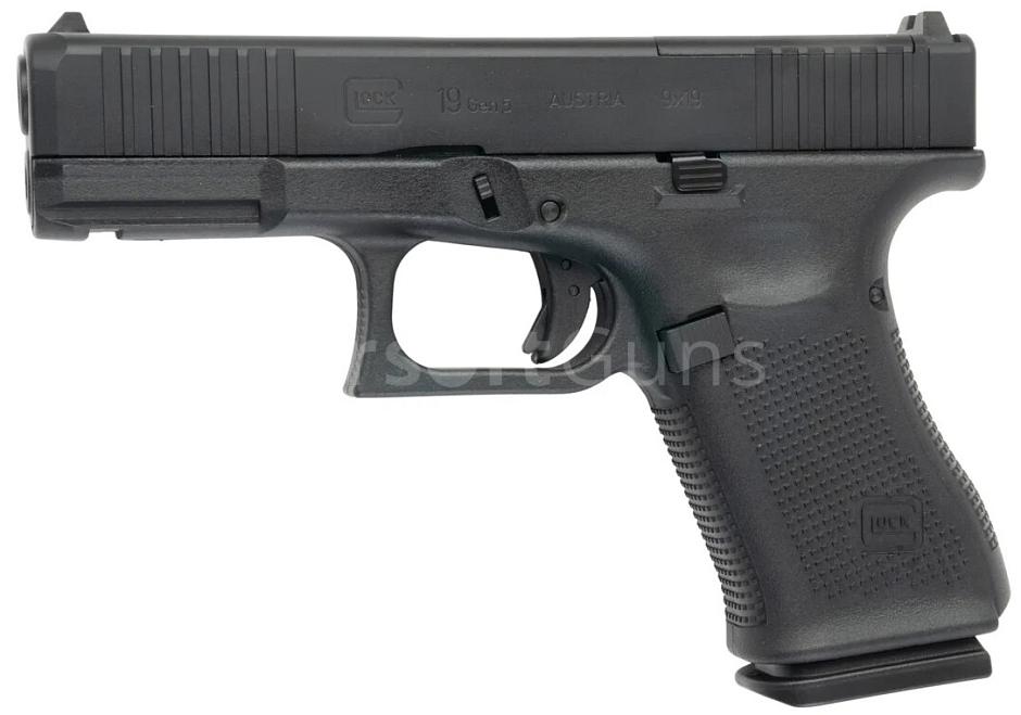 Glock 19 Gen 5 FS MOS, ocelový CNC závěr, Black, GBB, Umarex