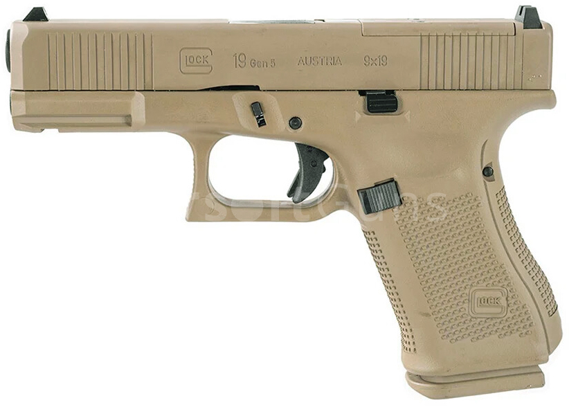 Glock 19 Gen 5 FS MOS, Tan Cerakote, GBB, Umarex